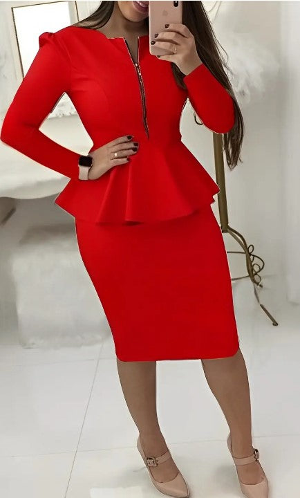 Solid Color Long Sleeve Zipper Light Mature Professional Women's Wear