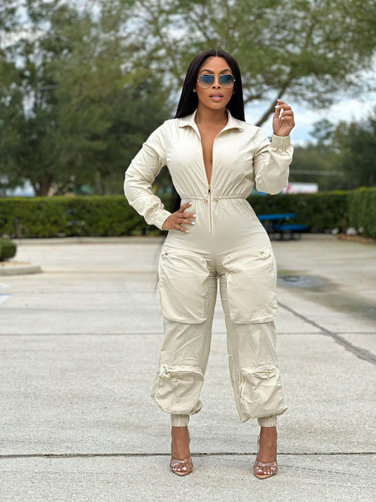 Waist Hugging Workwear Jumpsuit