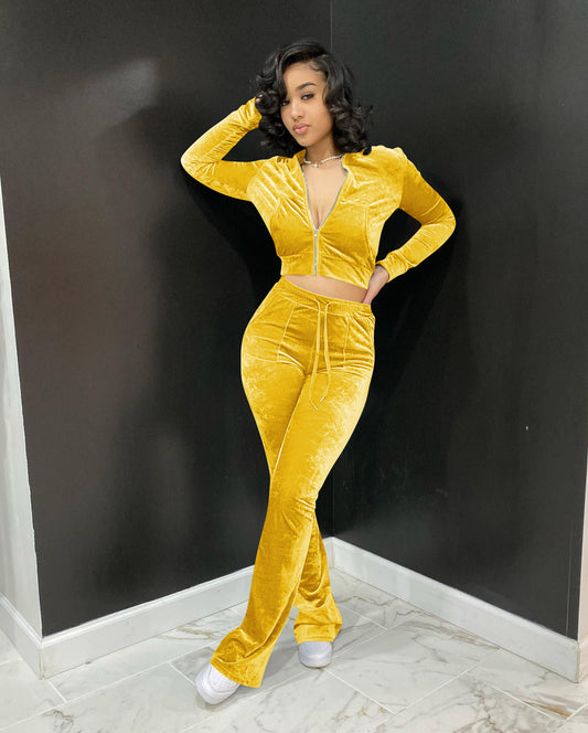 Solid Color Casual Top And Pants Set