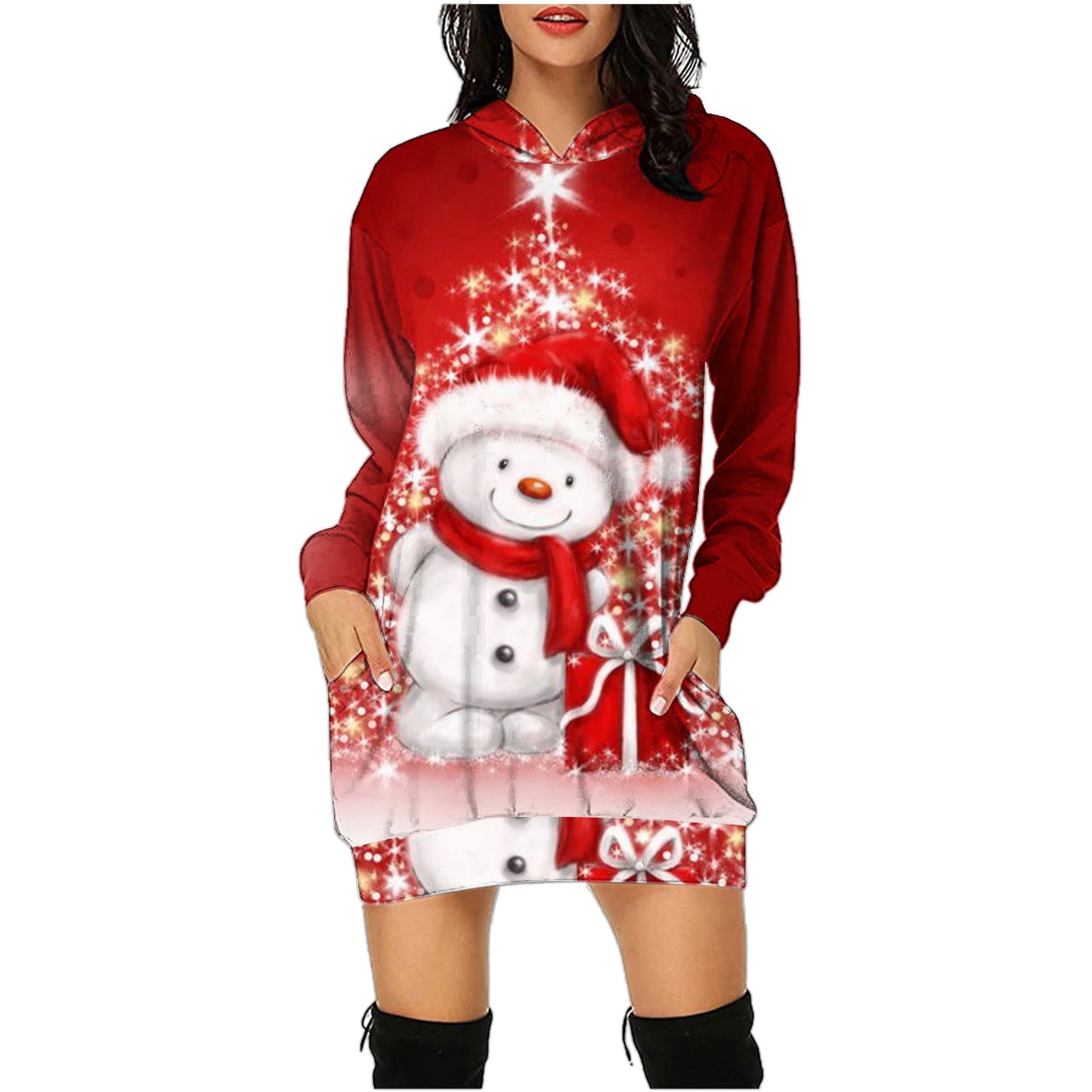 Ladies' Fashionable Christmas Printed Hoodie