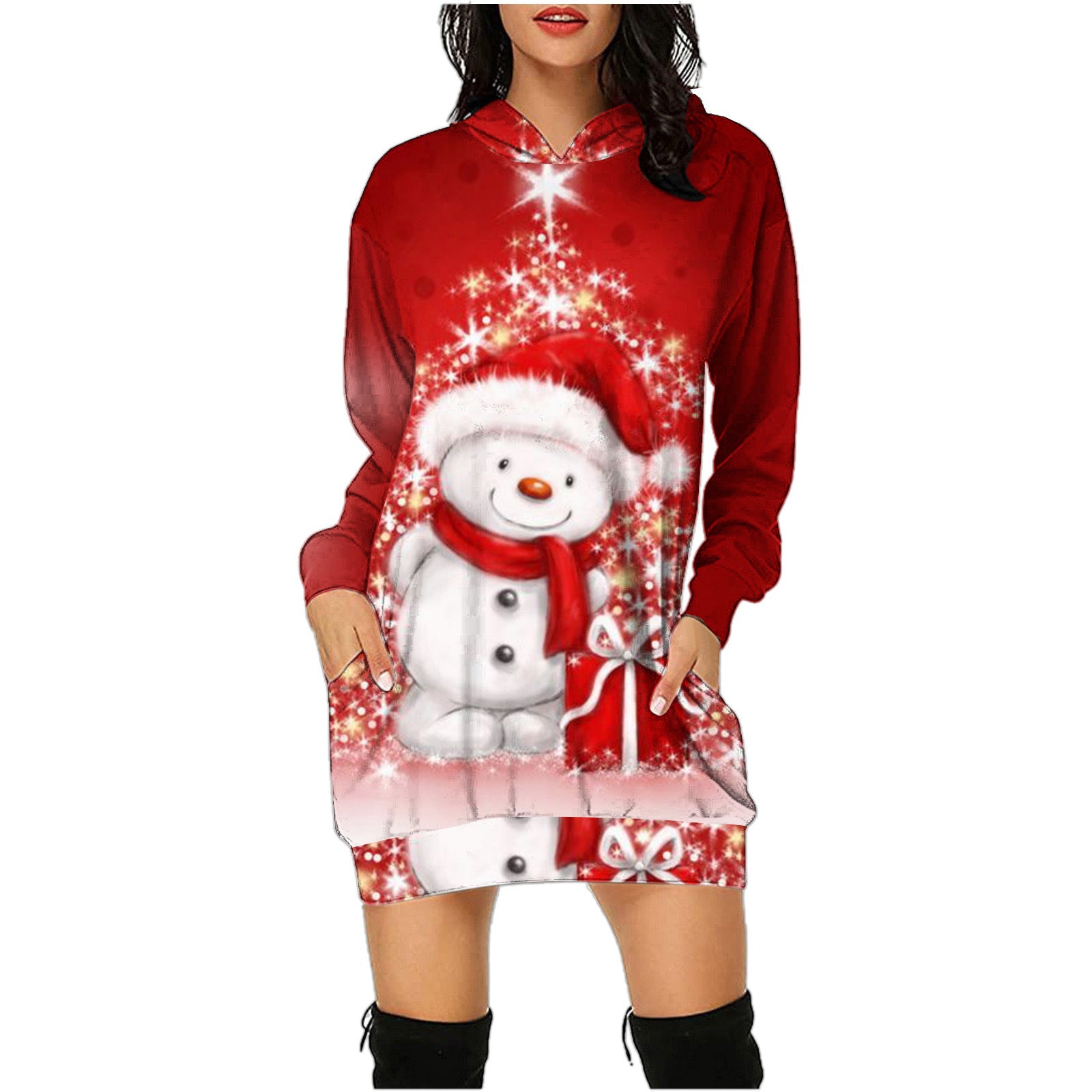 Ladies' Fashionable Christmas Printed Hoodie