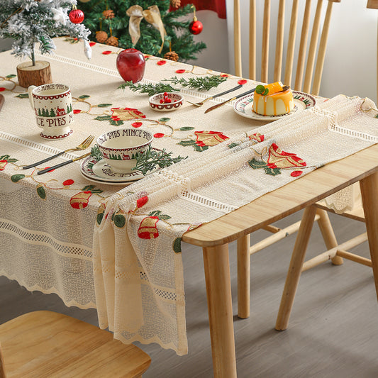 Christmas Pattern Lace Hollow Tablecloth
