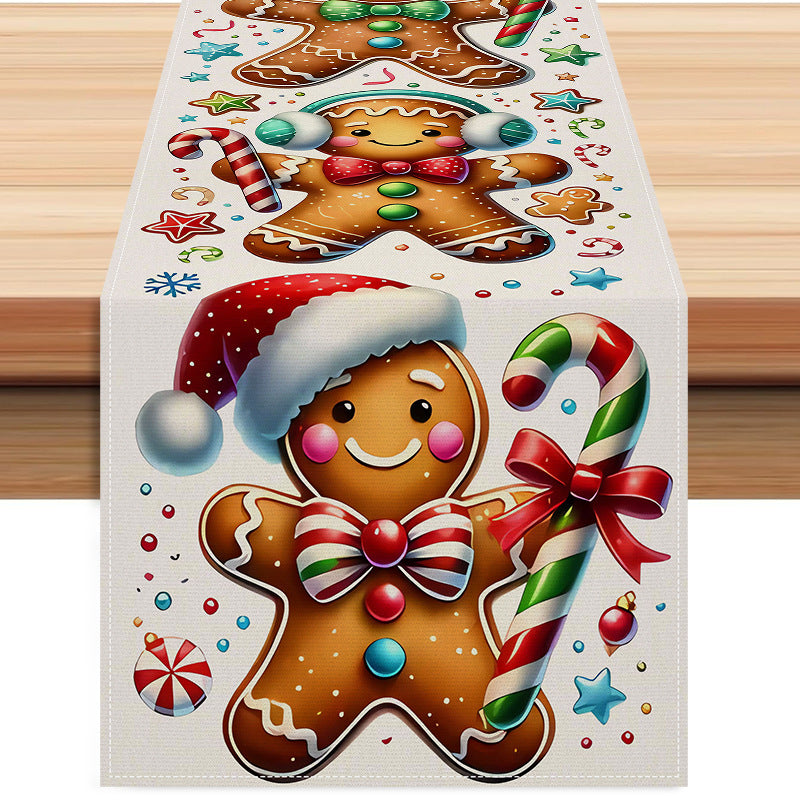 Christmas Gingerbread Man Print Table Runner