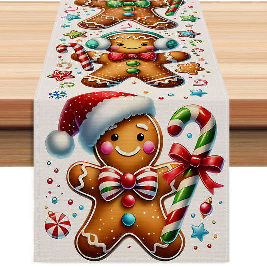 Christmas Gingerbread Man Print Table Runner
