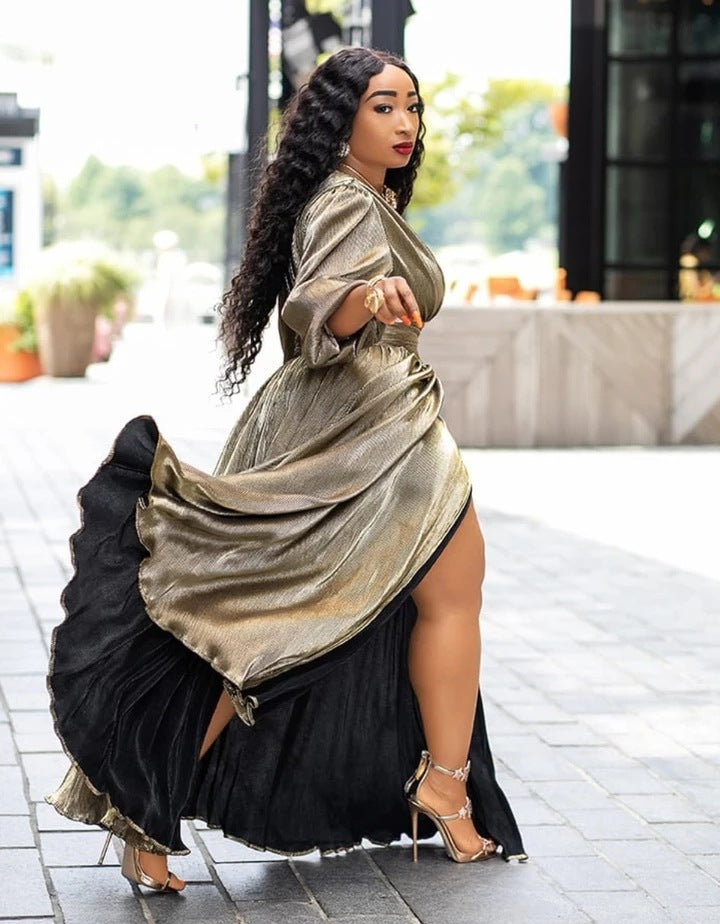 Stylish And Elegant V-Neck Dress