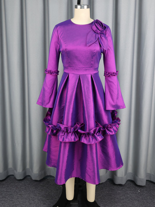 Stylish And Elegant Floral Dress With Flared Sleeves