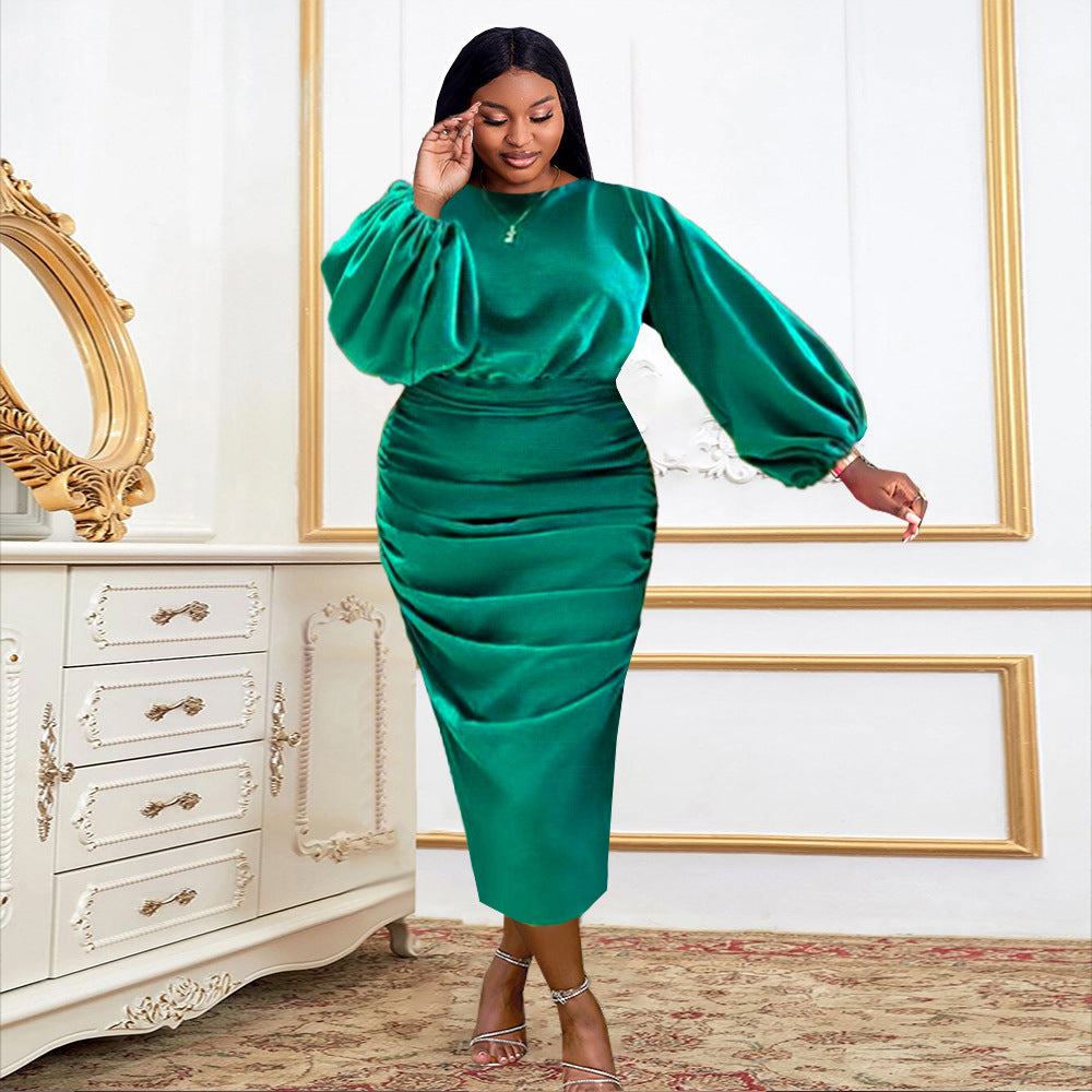 Stylish And Elegant Lantern-Sleeved Dress