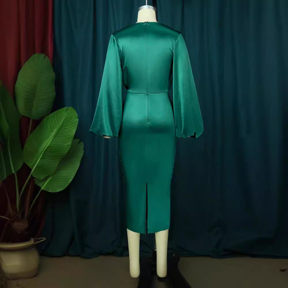 Stylish And Elegant Lantern-Sleeved Dress