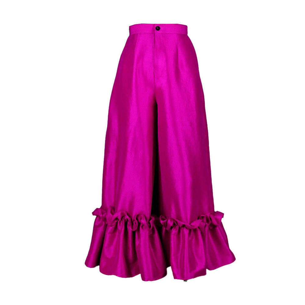 Stylish And Elegant Ruffle-Trimmed Trousers