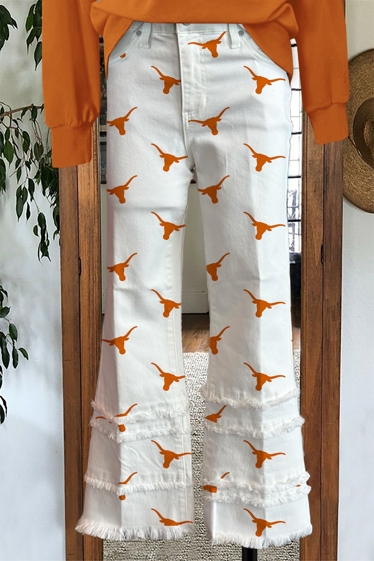 Texas Longhorns Print Raw Edge Pants