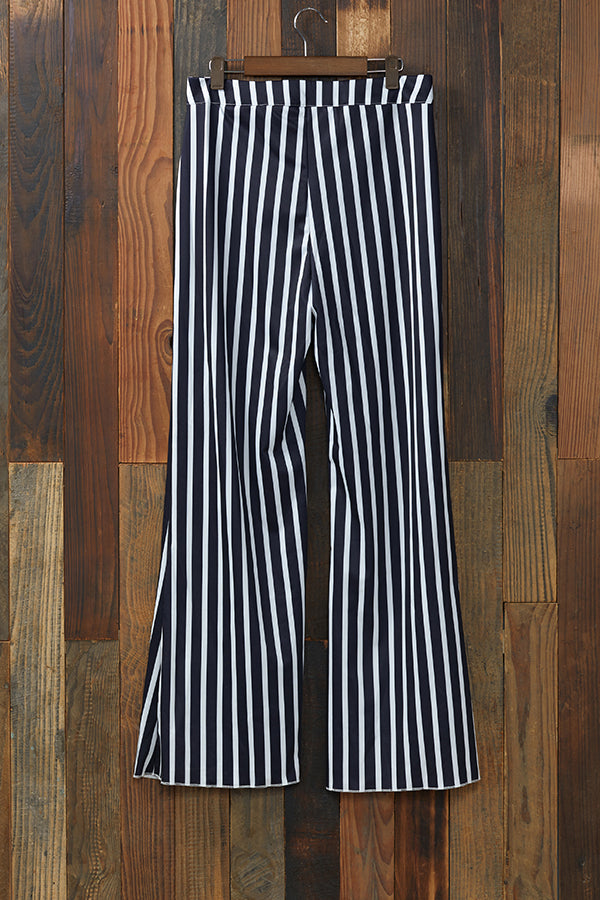 Vertical Stripe Print Flared Pants