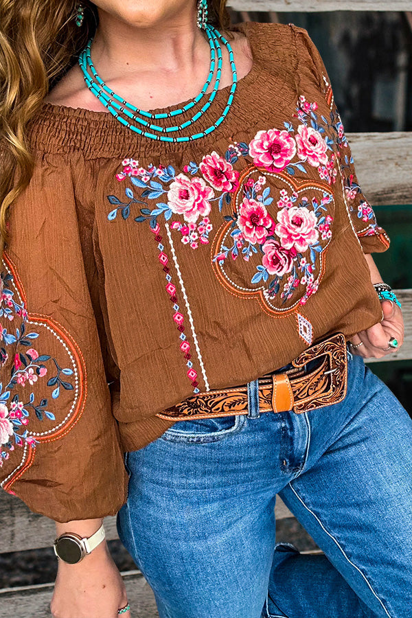 Pretty Floral Embroidered Blouse