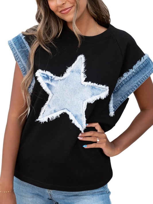 Denim Star Patch T-Shirt