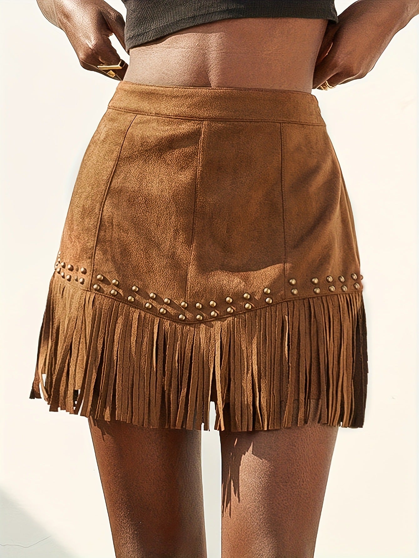 Tassel Rivet Suede Skirt
