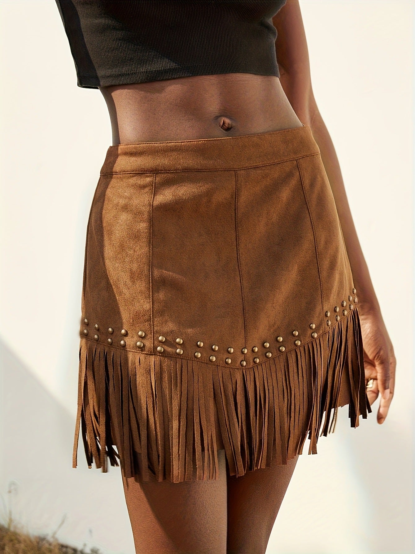 Tassel Rivet Suede Skirt