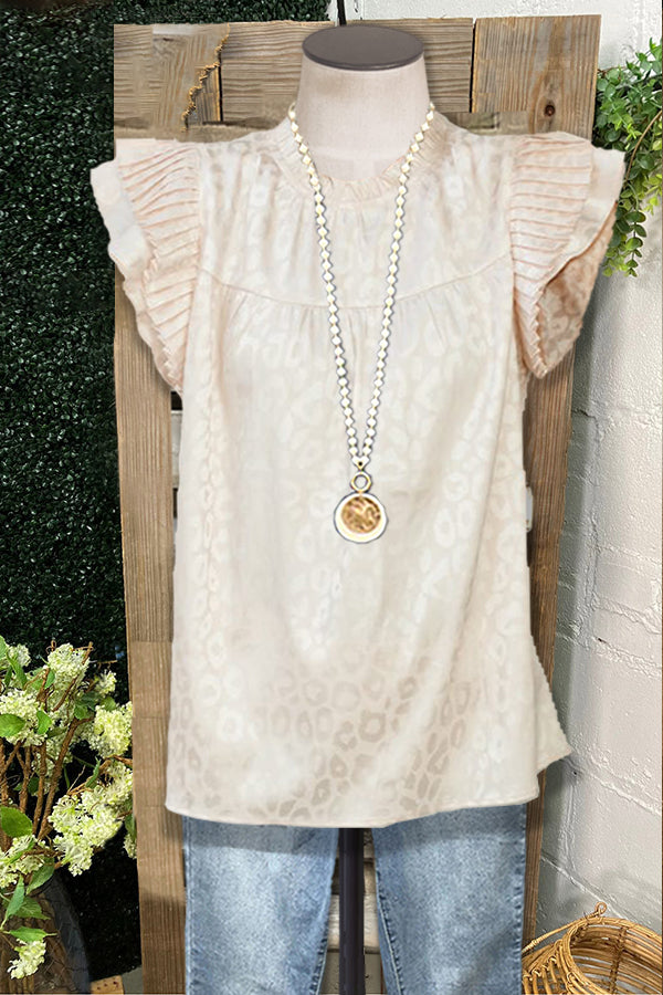 Elegant Ruffle Paneled Satin Print Top