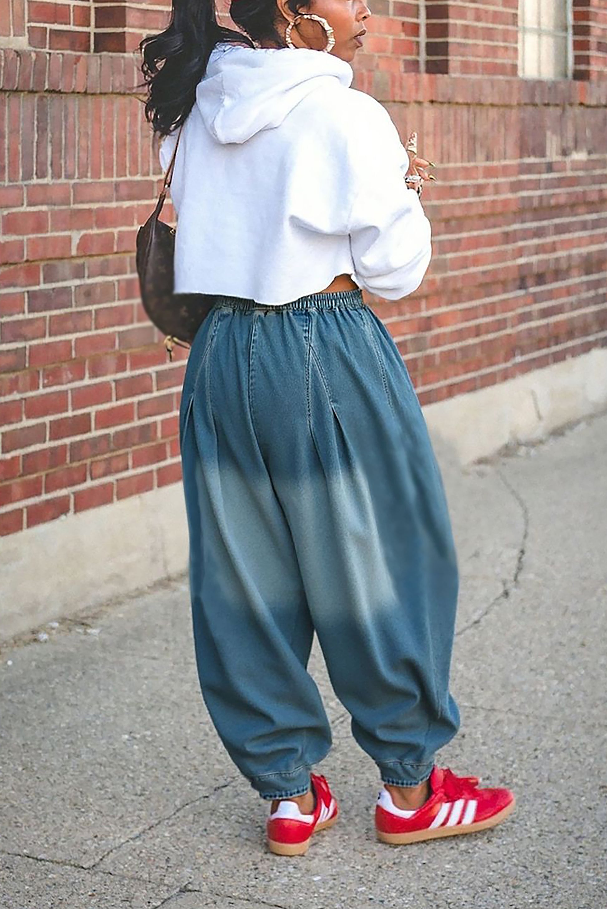 Casual Washed Harem Lantern Jeans*