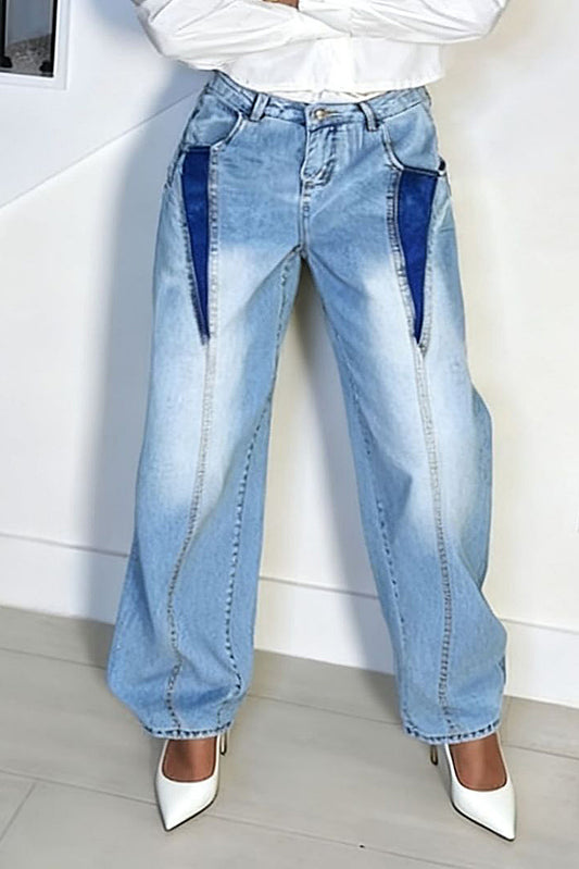 Casual Patchwork Color Blocked Jeans*