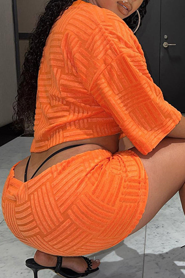 Sexy Half Sleeve V-Neck Solid Color Top Knotted Short Skirt Suits 