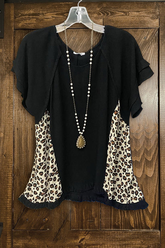 Leopard Print Patchwork T-shirt
