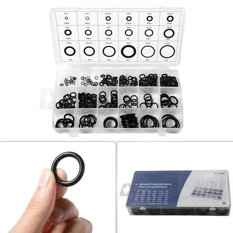 225Pcs Rubber O-Ring Washer Seals Assortment Black For Car 18 Sizes 2024 - $7.99