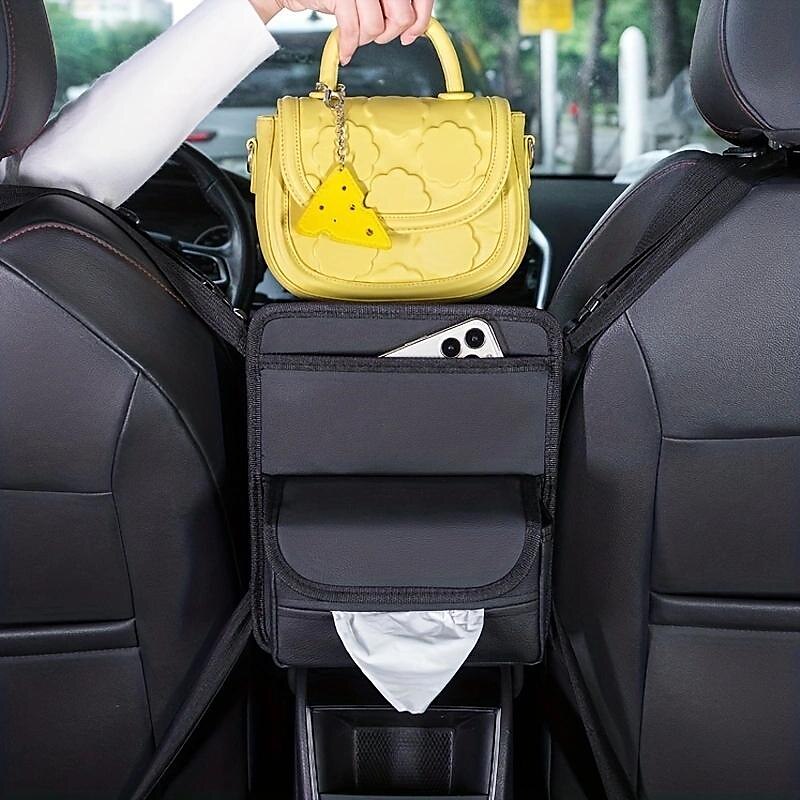Car Seat Middle Organiser PU Leather Auto Between Seat Storage with Pockets Front Seat Handbag Holder Pet Net Barrier Organizer 2024 - RON 110.63