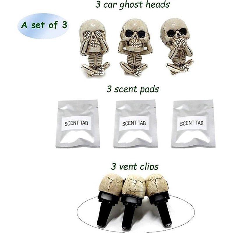 Car Air Fresheners Vent Clips Car Interior Accessories for Men Women Cute Skull Auto Air Conditioner Vent Clip Decor for Car Office Living Room Home H