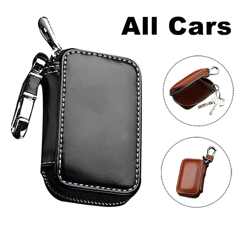 Car Key Pouch Bag Case Car Key Holder Case Key Chain Wallet Bag Cover Fobs Car Keys' Bag Zipper Mini Wallet high-capacity Men Women's Key Holder Leath