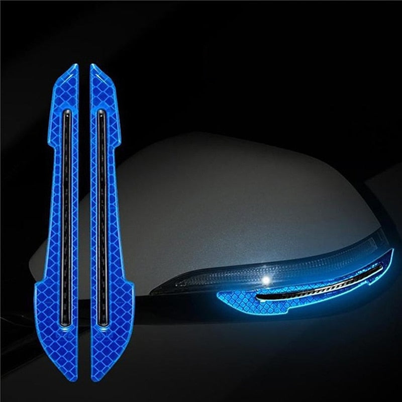 2pcs Reflective Car Stickers Rearview Mirror Reflective Protection Stickers Decals Safety Warning Anti-collision Universal Car Exterior Accessories 20