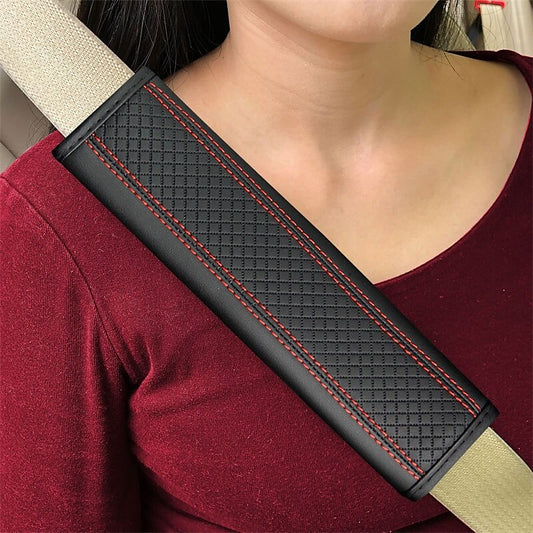 Seat Belt Pads Leather Seat Belt Covers More Comfort Driving Cushion Helps Protect Your Neck and Shoulders Suit for Car Truck SUV AirplaneCamera Backp