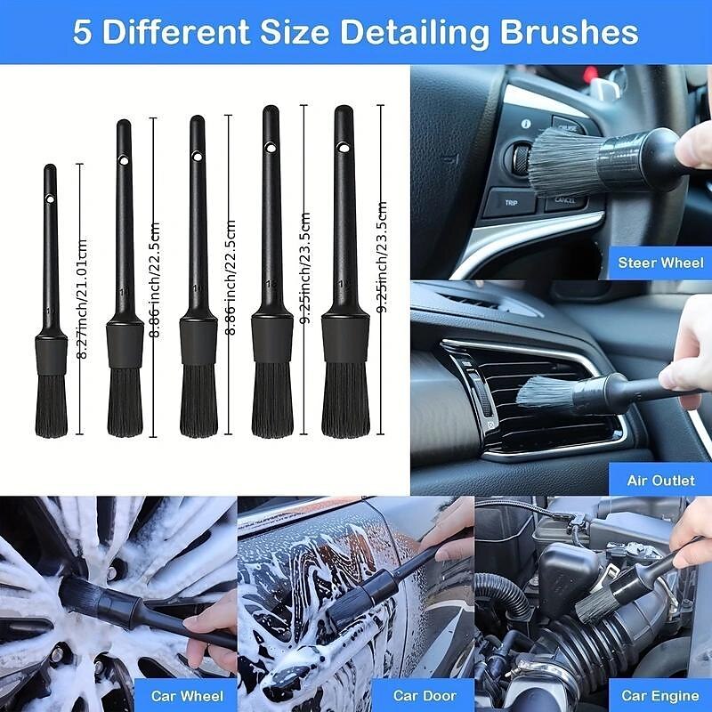 20pcs Plastics Car Cleaning Kit Reusable Soft Car Wash Brush Detailing Brush Set Car Brushes Car Detailing Brush For Car Cleaning Brush Dashboard Air