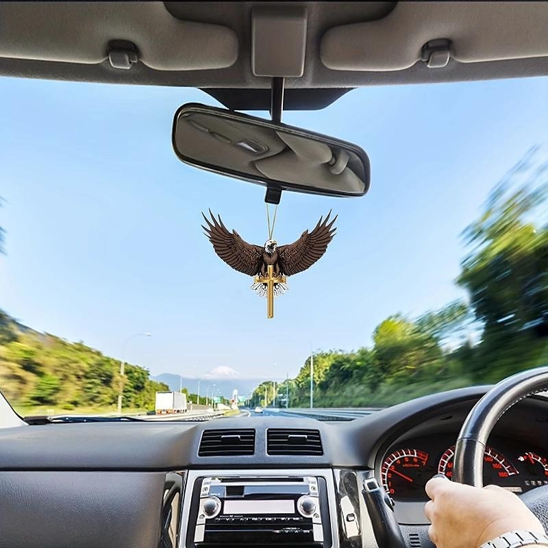 1pc Car Acrylic Brown Flying Eagle Hanging Decoration for Rear View Mirror Accessories Interior Pendant 2024 - $5.49