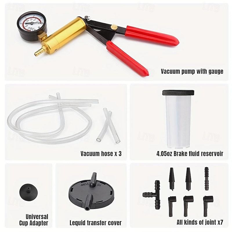 2 In 1 Brake Bleeder Kit Hand Held Vacuum Pump Test Set ForAutomotive With Protected Case Adapters One-Man Brake And ClutchBleeding System 2024 - $38.
