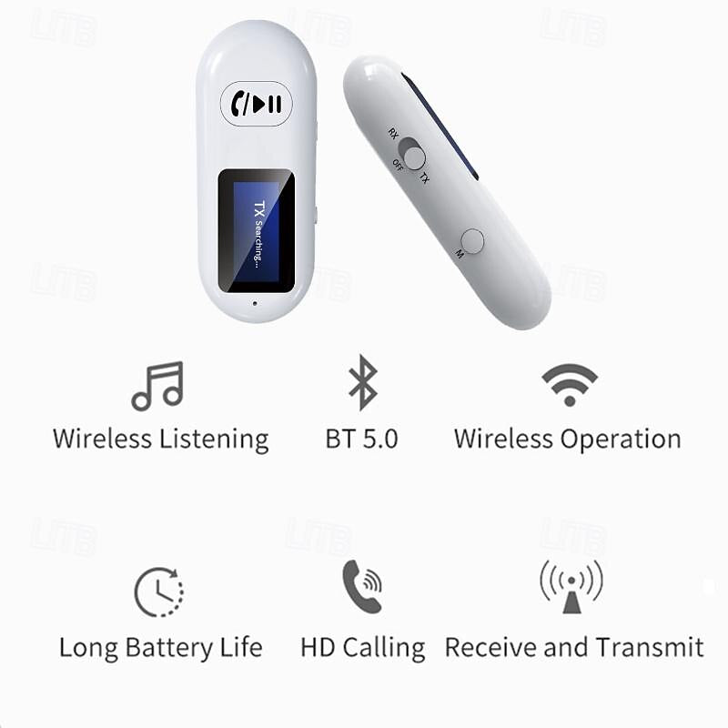 Car Bluetooth 5.0 Receiver for Car Noise Cancelling Bluetooth AUX Adapter Bluetooth Music Receiver for Home Stereo/Wired Headphones/Handsfree Calling