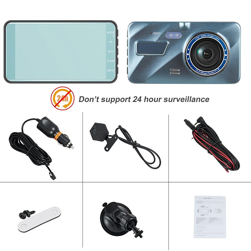 1080p New Design / Full HD / with Rear Camera Car DVR 120 Degree Wide Angle 4 inch LCD Dash Cam with Night Vision / motion detection / Loop recording