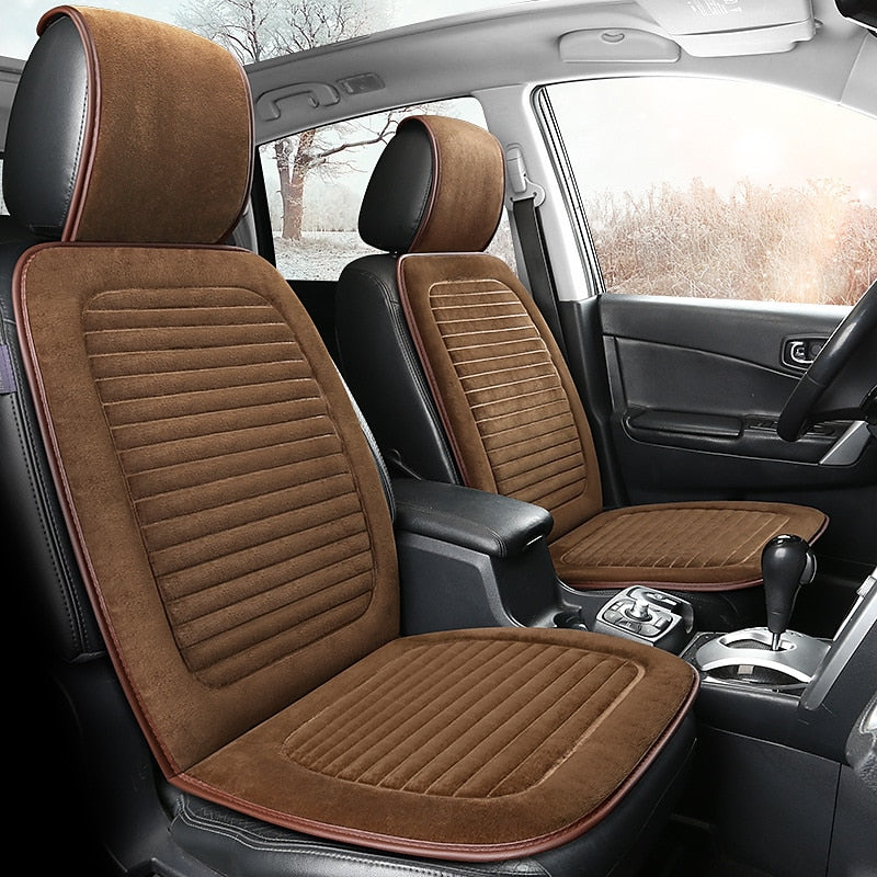 1 PCS Car Seat Covers Luxury Car Protectors Universal Anti-Slip Driver Seat Cover  Plush with Backrest Strip-type Easy Install Universal Fit Interior