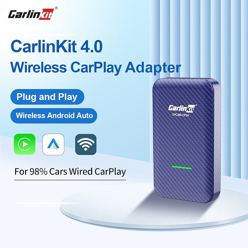 CarlinKit 4.0 CPC200-CP2A Wireless CarPlay Android Auto Adapter Compatible Built-in Wired Carplay Car Plug & Play. Available for Android Phones and iP