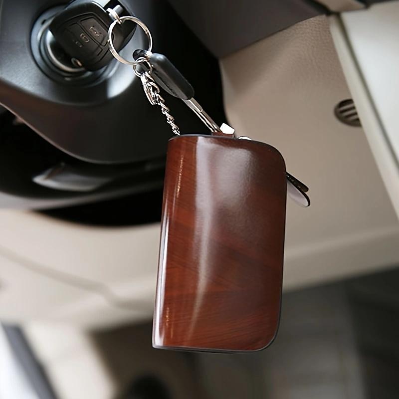 Premium Genuine Leather Remote Car Key Case - Key Fob Protector and Keychain Holder with Zipper Bag for Car Accessories 2024 - $6.99