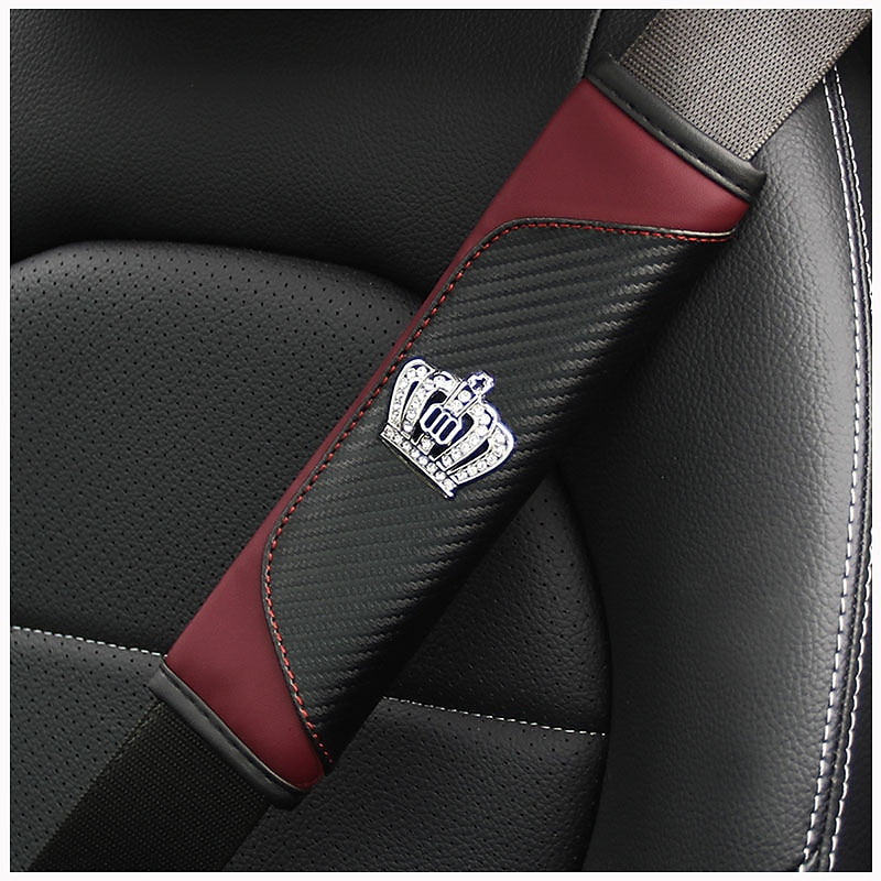 Carbon fiber leather car seat belt shoulder guard protective cover crown 2024 - $7.99