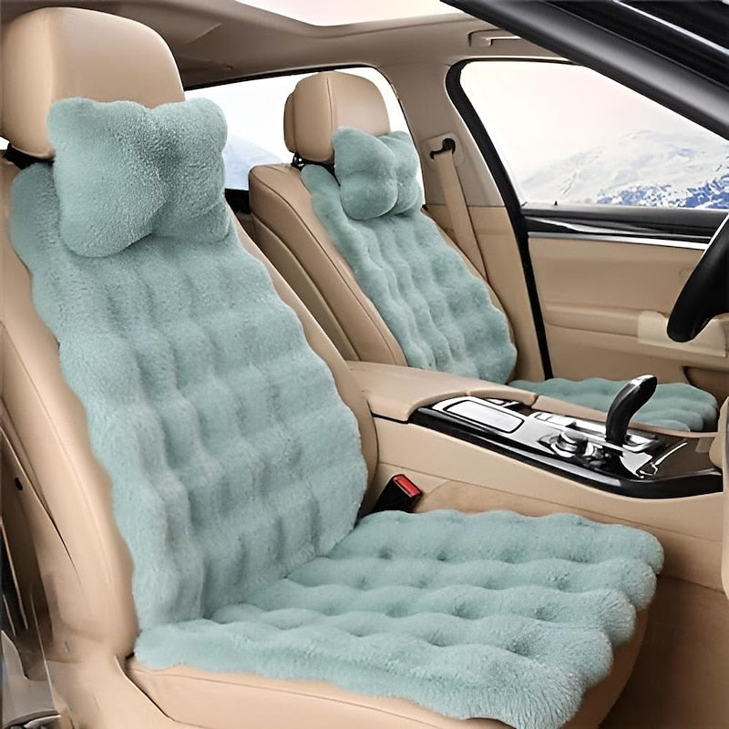 Thickened Plush Car Seat Cushion Set Winter Universal Warm Faux Rabbit Fur Car Seat Cushions Set Soft Fluffy Non-Slip Front Seat Covers 1 Set 2024 - $