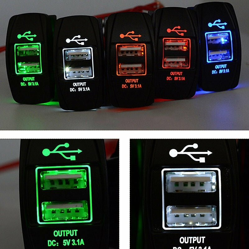 3.1A Dual USB Port Charger Socket Outlet 12V LED Waterproof for Motorcycle Car 2024 - $10.99
