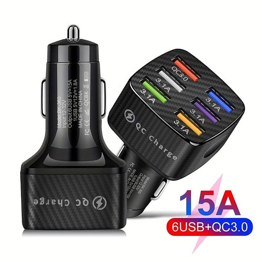 75W Fast Charging 6-Ports QC3.0 & 5 USB 15A Car Charger Adapter Fast Charging Portable Phone Adapter For Android Charger 2024 - $8.99