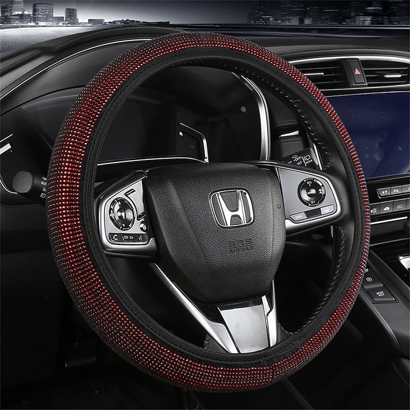 Bling Rhinestones Steering Wheel Cover with Crystal Diamond Sparkling Car SUV Breathable Anti-Slip Steering Wheel Protector 2024 - $7.99