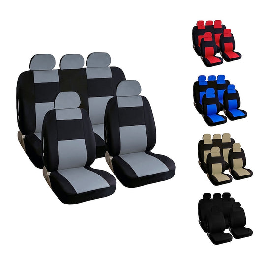 Car Seat Covers Full Set Front and Rear Split Bench Seat Protectors Easy Install with Two-Tone Accent Universal Fit Interior Accessories for5 Passenge