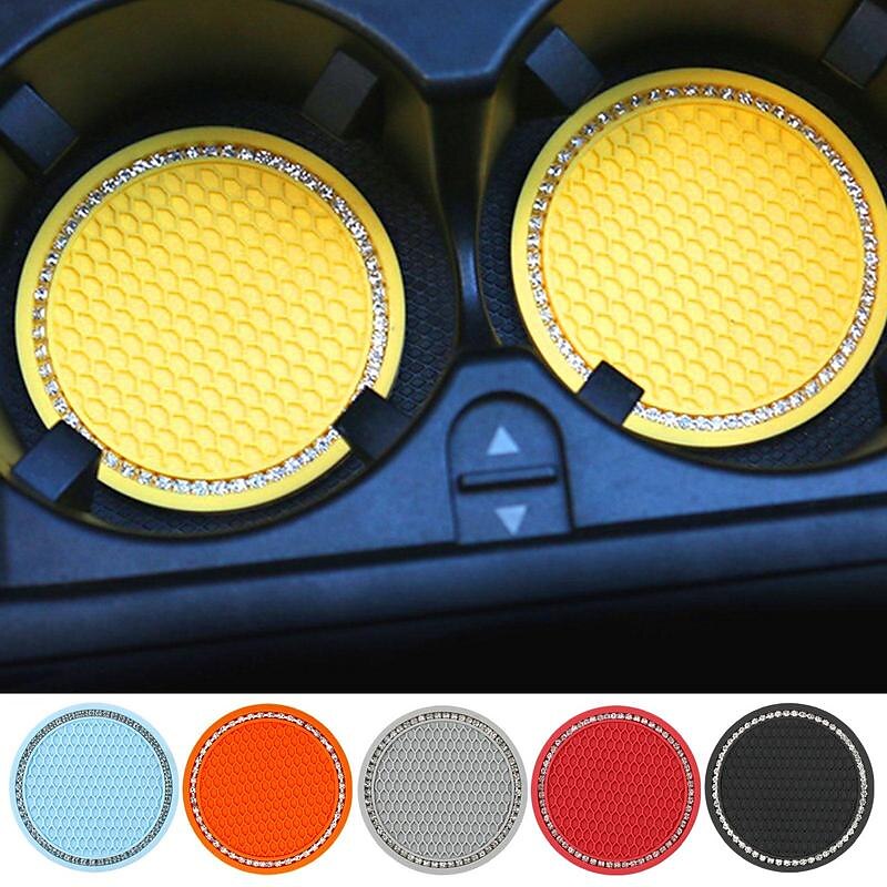 4pcs  Car Coasters PVC Texture Soft Glue Portable Anti-slip Cup Holder Mat Anti-deform Comfortable Touch Car Interior Accessories 2024 - $6.99