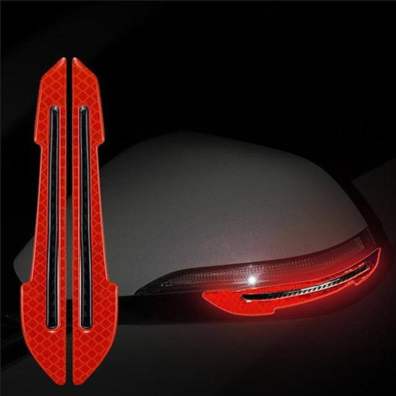 2pcs Reflective Car Stickers Rearview Mirror Reflective Protection Stickers Decals Safety Warning Anti-collision Universal Car Exterior Accessories 20