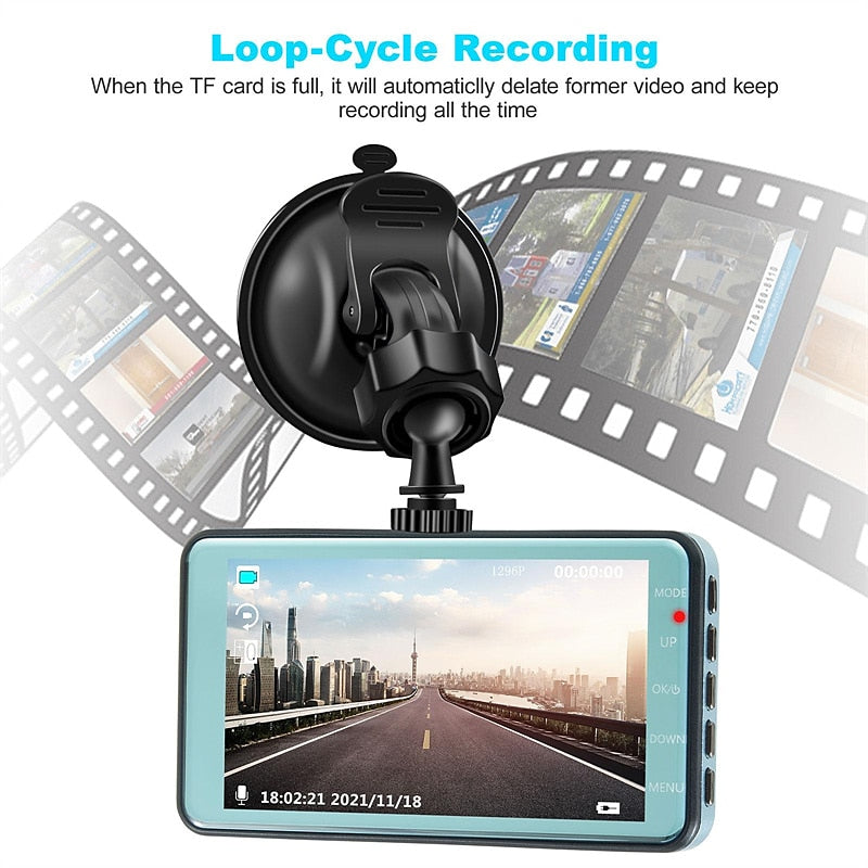 1080p New Design / Full HD / with Rear Camera Car DVR 120 Degree Wide Angle 4 inch LCD Dash Cam with Night Vision / motion detection / Loop recording