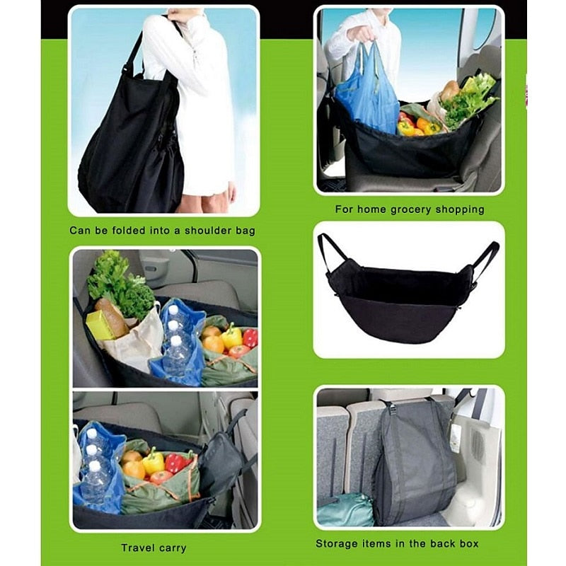 Portable Car Back Seat Stowing Tidying Storage Basket Shopping Bag Organizer for Travel Camping Capacity Car Trunk Storage Box 2024 - $8.99