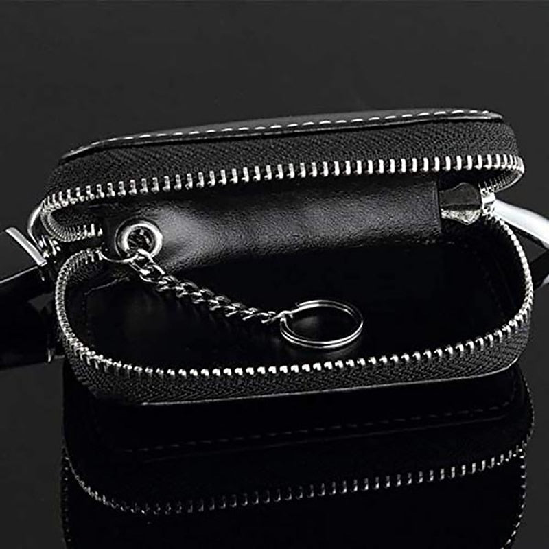 Car Key Pouch Bag Case Car Key Holder Case Key Chain Wallet Bag Cover Fobs Car Keys' Bag Zipper Mini Wallet high-capacity Men Women's Key Holder Leath