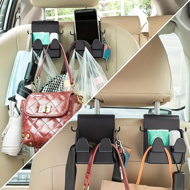 3-in-1 Car Hooks: Hang Your Phone. Headrest. and Other Stuff - All in One Holder! 2024 - $6.99
